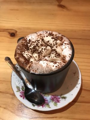 Hot chocolate, all vegan!! at Green Olive in Menai Bridge