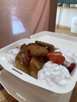 Take away lotus pancakes  at Green Olive in Menai Bridge