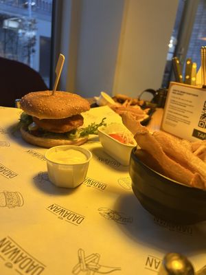 vegan chicken burger  at Dadawan in Maastricht