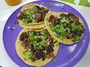 Tacos de machito at El Veganito Mixe in San Luis Potosi