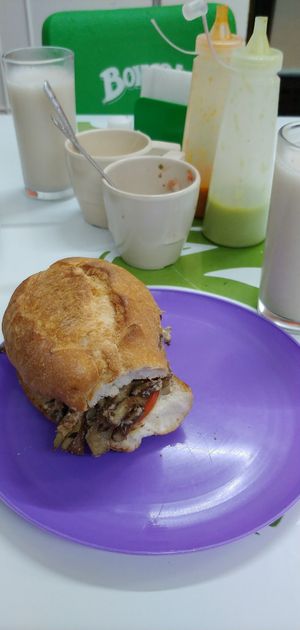 Torta arrachera at El Veganito Mixe in San Luis Potosi