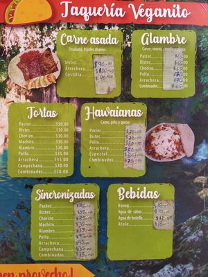 Menú at El Veganito Mixe in San Luis Potosi