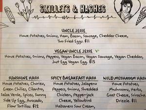 Vegan options are marked with the green V at Bobcat Bonnie's in Ferndale