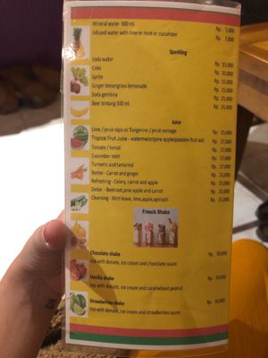 Drink menu  at Baliku in Ubud