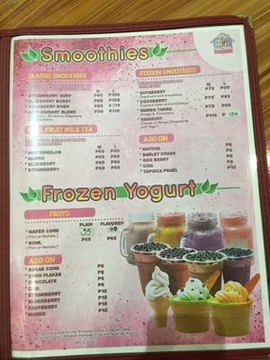 menu at House of Berries in Puerto Princesa