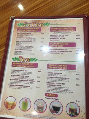 menu at House of Berries in Puerto Princesa