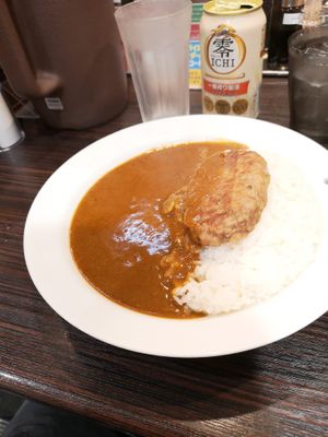 vegetarian curry with soy meat hamburger (vegan) at Coco Ichibanya - Shinjuku Kabuki-cho in Tokyo