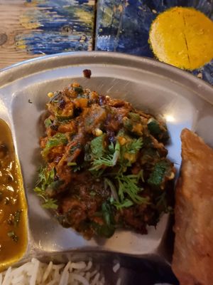 Okra Thali at Jonny's Dhaba in Mallorca