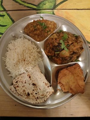 My aubergine thali at Jonny's Dhaba in Mallorca
