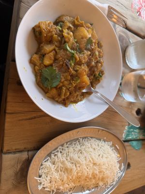 Aubergine&Potato Curry Madras  at Jonny's Dhaba in Mallorca