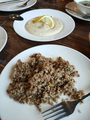Hummus and buckwheat at Gyumri Hatsatun in Gyumri