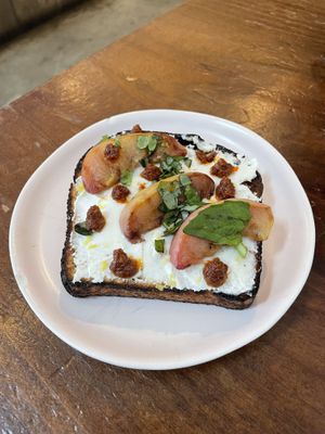 Special - cashew ricotta & peach toast  at Captain + Stoker in Monterey