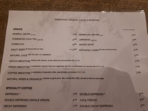 Menu at Manna Porto in Porto