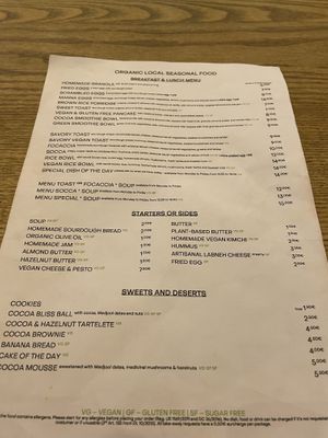 Part of the menu   at Manna Porto in Porto