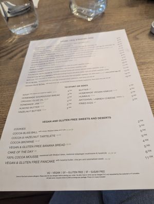 Menu at Manna Porto in Porto