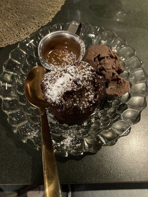 Sticky date pudding with chocolate ice cream   at Careys Bay Historic Hotel in Dunedin
