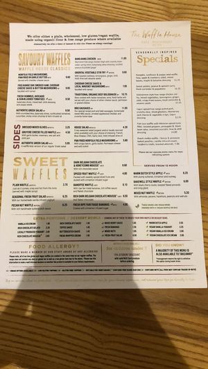 menu  at The Waffle House in Norwich