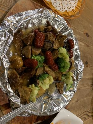 Seitan and mushrooms  at Pin Cha Ju in Shenzhen