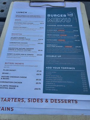 Menu. at The Borough Arms in Bodmin