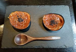 My favourite dish - smoky baby eggplant with miso at Bissoh in Beaune