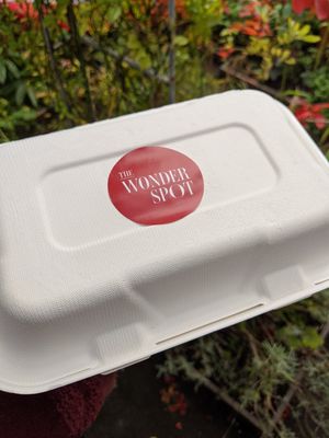 Take away box (cardboard) at The Wonder Spot in Edinburgh