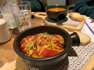 Polpette starter (vegan meatballs made with cannelloni beans) at Bella Italia in Stratford-upon-avon
