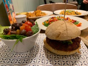 Delicious Oumph burger!!  at Bella Italia in Stratford-upon-avon