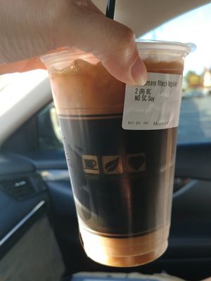 $3.95 Sea Cream Black Coffee, no cream, add soy: okay the coffee didn't taste fresh on our visit at 7 Leaves Cafe - Saratoga Ave in San Jose