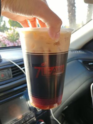 Sea Cream Black Coffee no cream, add soy: This is the only coffee option that can be made vegan. at 7 Leaves Cafe - Saratoga Ave in San Jose