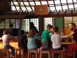 Laddus vibe :) at Tea Hut at Sadhana Forest in Auroville