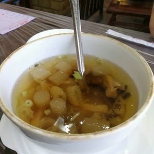 Mushroom soup  at Lotus Vegetarian in Chaozhou