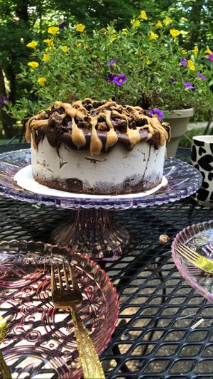 Everything but the kitchen sink ice cream cake  at Sweet Soul Bakery in St James