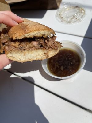 jackfruit french dip sooo good!  at Sweet Soul Bakery in St James