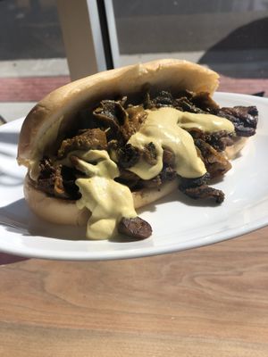 Vegan GF Philly Cheesesteak..  made with the cleanest ingredients.   Plant based deliciousness  at Sweet Soul Bakery in St James
