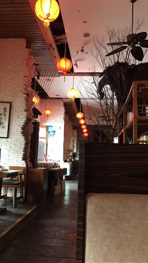 Inside of the restaurant at Shan Ding Dong Ren - Caveman Vegetarian Teahouse in Dongguan