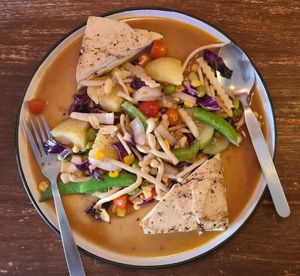 Satay tofu. The tofu was raw and the dish mostly vegetables. Still good. at CRAFT Bistro in Surat Thani