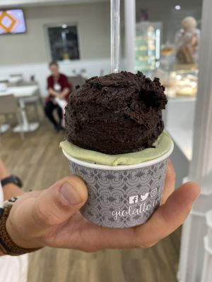 Dark chocolate and pistachio  at Giolatto in Sevilla