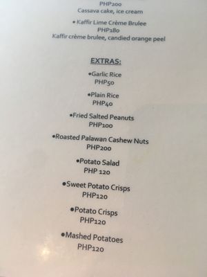 extras with veggie options at Maremegmeg Beach Bar in El Nido