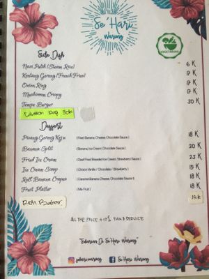 Vegetarian menu (-calamari rings)  at Se'Hari Warung in Ubud
