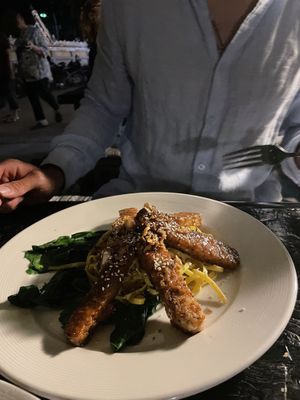 Tempeh Sticks with Noodles at Street Vegan House in Koh Phangan