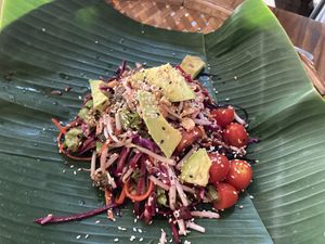 Burmese tea leaf salad  at Street Vegan House in Koh Phangan