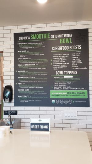 Smoothie menu at Choice Juicery in Encinitas