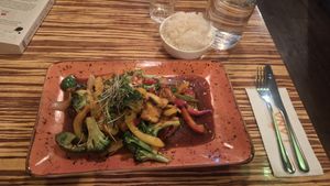 Garlic and broccoli with Tofu at LANA in Limerick