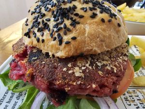 Lentilburger at Bar O Coton in Negreira