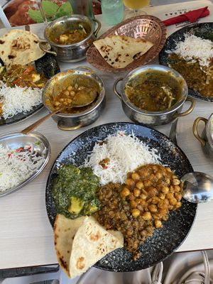 Different vegan options  at Honey Curry House and Pizza in Mallorca