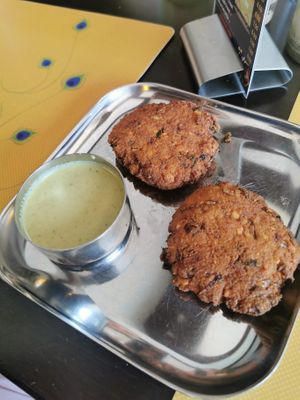 Masala vada, nice and crispy on the outside. at Krishna Vilas in Utrecht