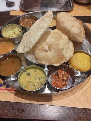 South Indian thali (vegan) at Krishna Vilas in Utrecht