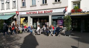 Exterior and outdoor seating at Schiffchuchi in St Gallen