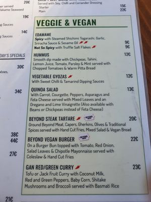 Menu at La Sala in Marbella