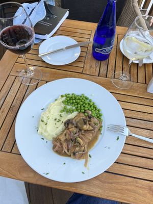 Bangers & mash, tasty gravy, onions were perfect and the mushrooms too!  at La Sala in Marbella